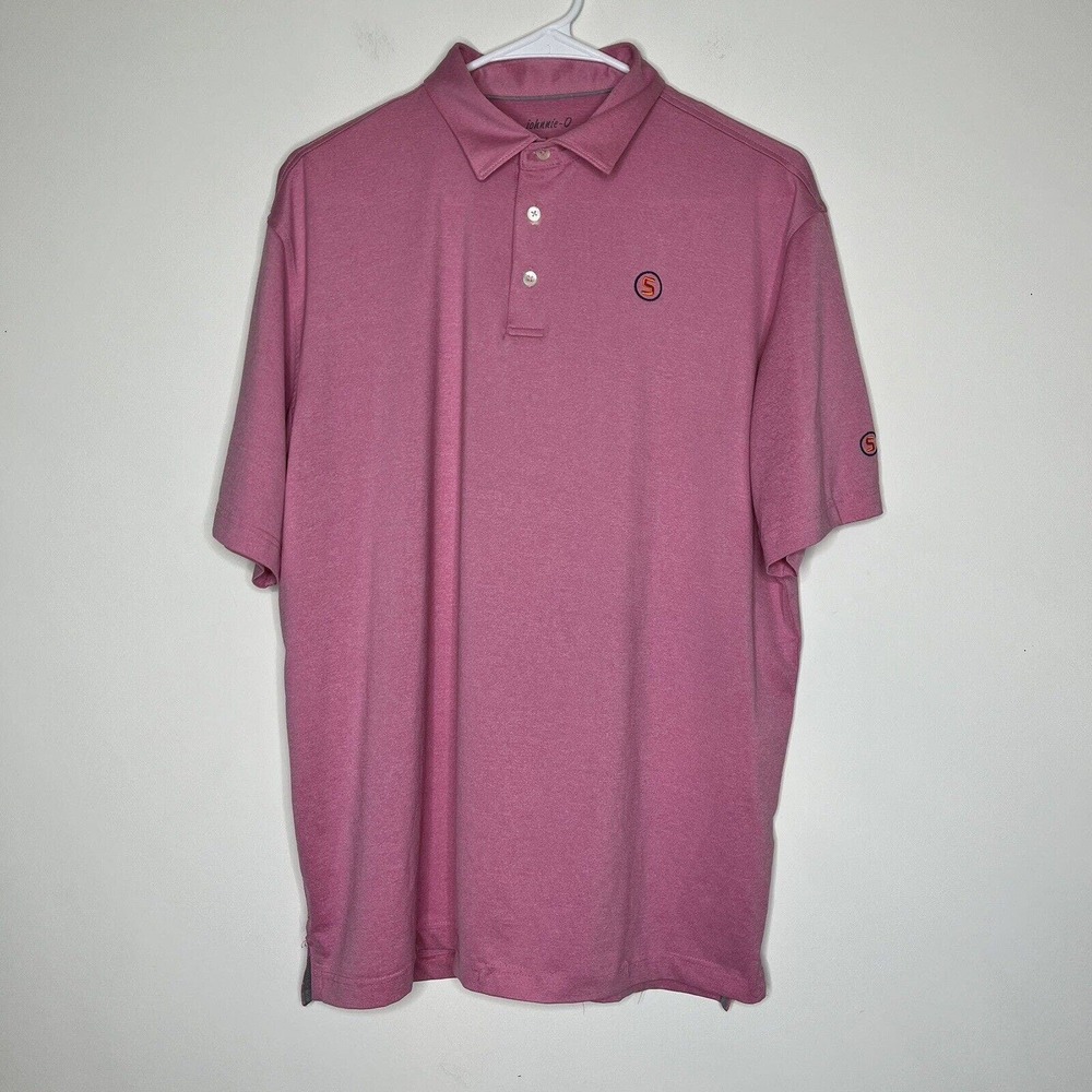 Johnnie O Polo Shirt‎ Mens Large Pink Golf Performance Stretch Lightweight READ